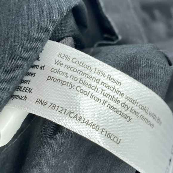 EILEEN FISHER Jacket S Waxed Cotton Trench Coat Duster Full Zip Black - Picture 11 of 14